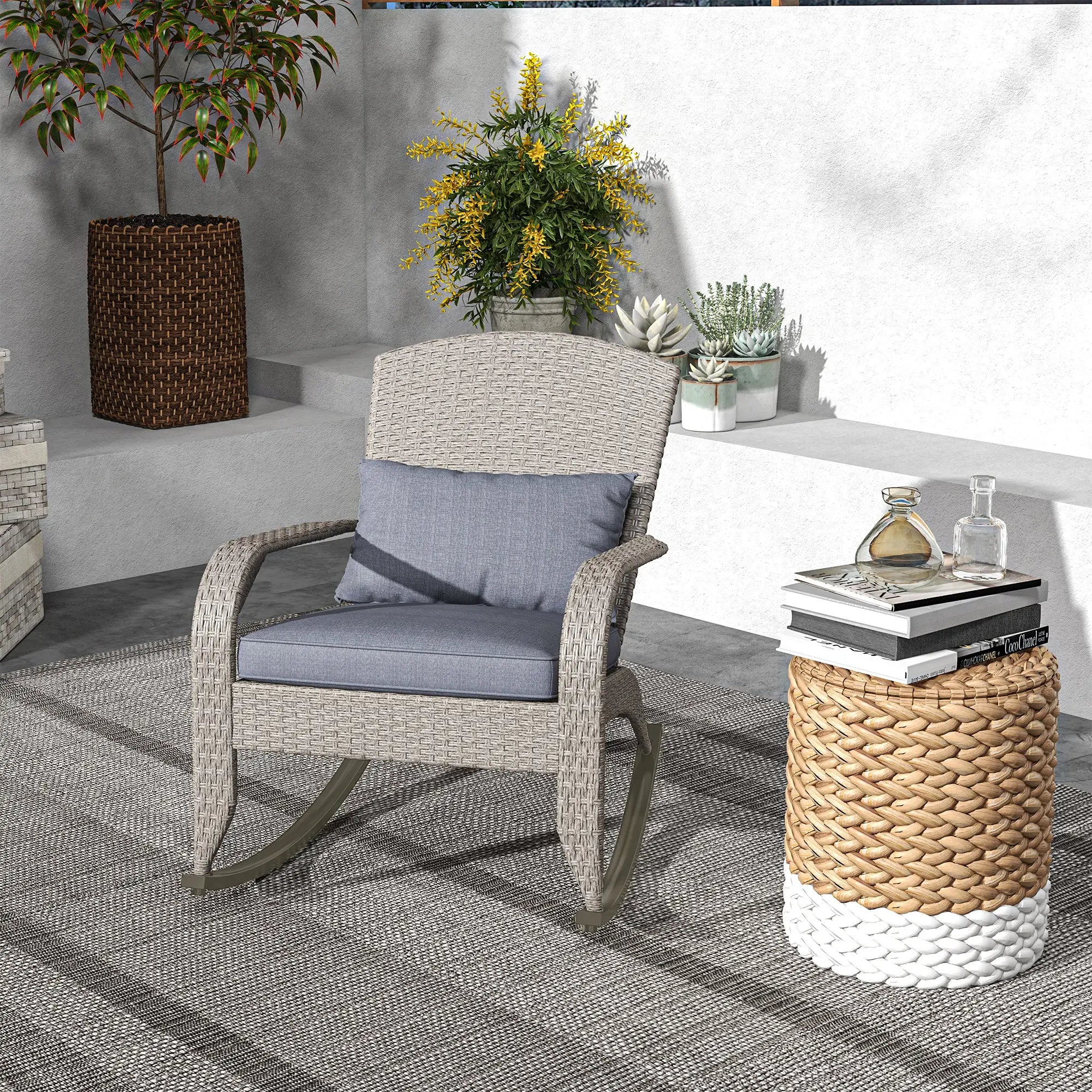 Adirondack Chair, Outdoor Wicker Rocking Chair, Grey Patio Chairs at Gallery Canada