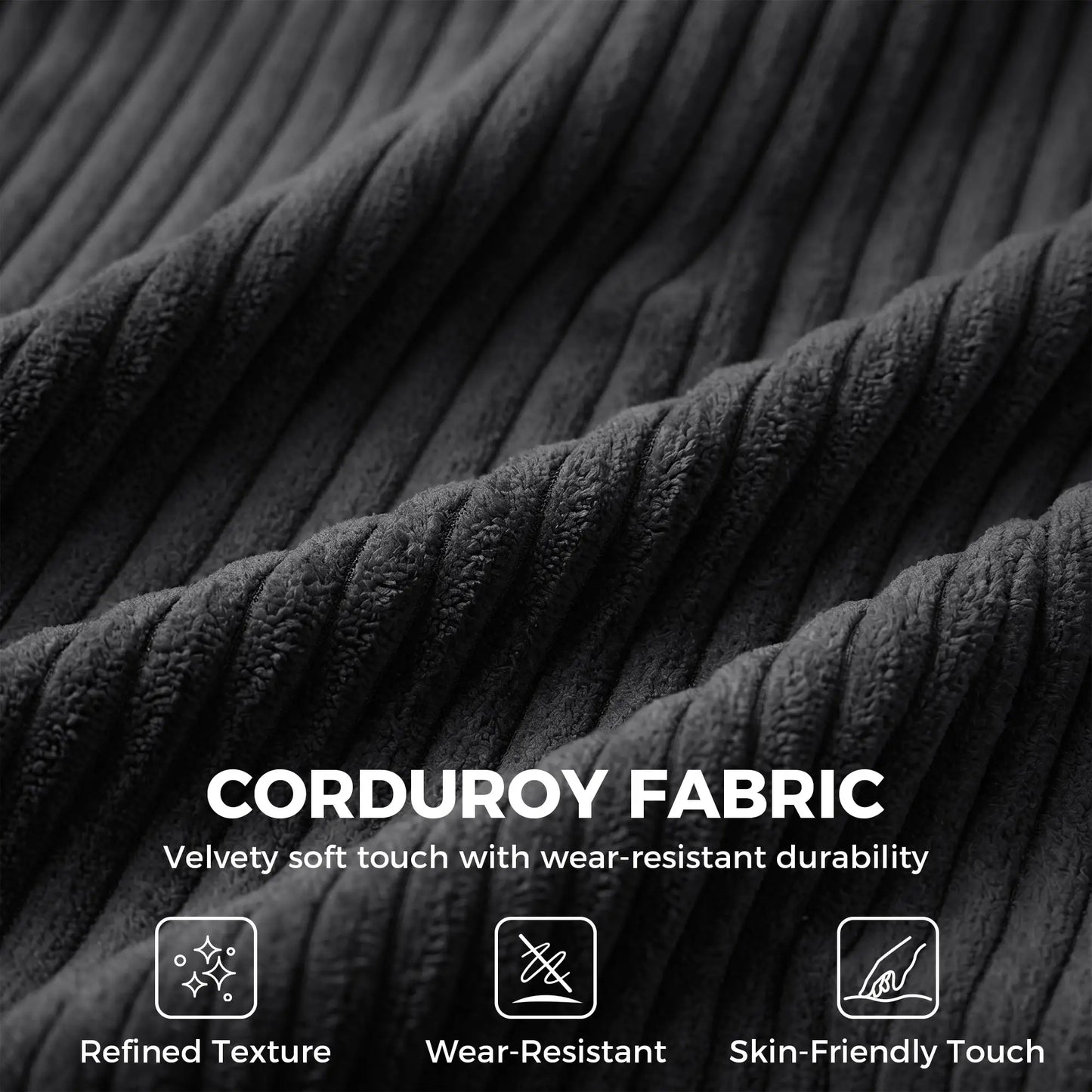 Modular U-Shaped Corduroy Sofa, Dual Storage Ottoman, 4 Pillows, Dark Grey L Shaped Couchs at Gallery Canada