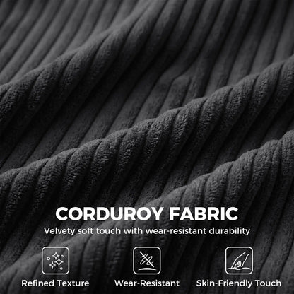 Modular U-Shaped Corduroy Sofa, Dual Storage Ottoman, 4 Pillows, Dark Grey L Shaped Couchs at Gallery Canada