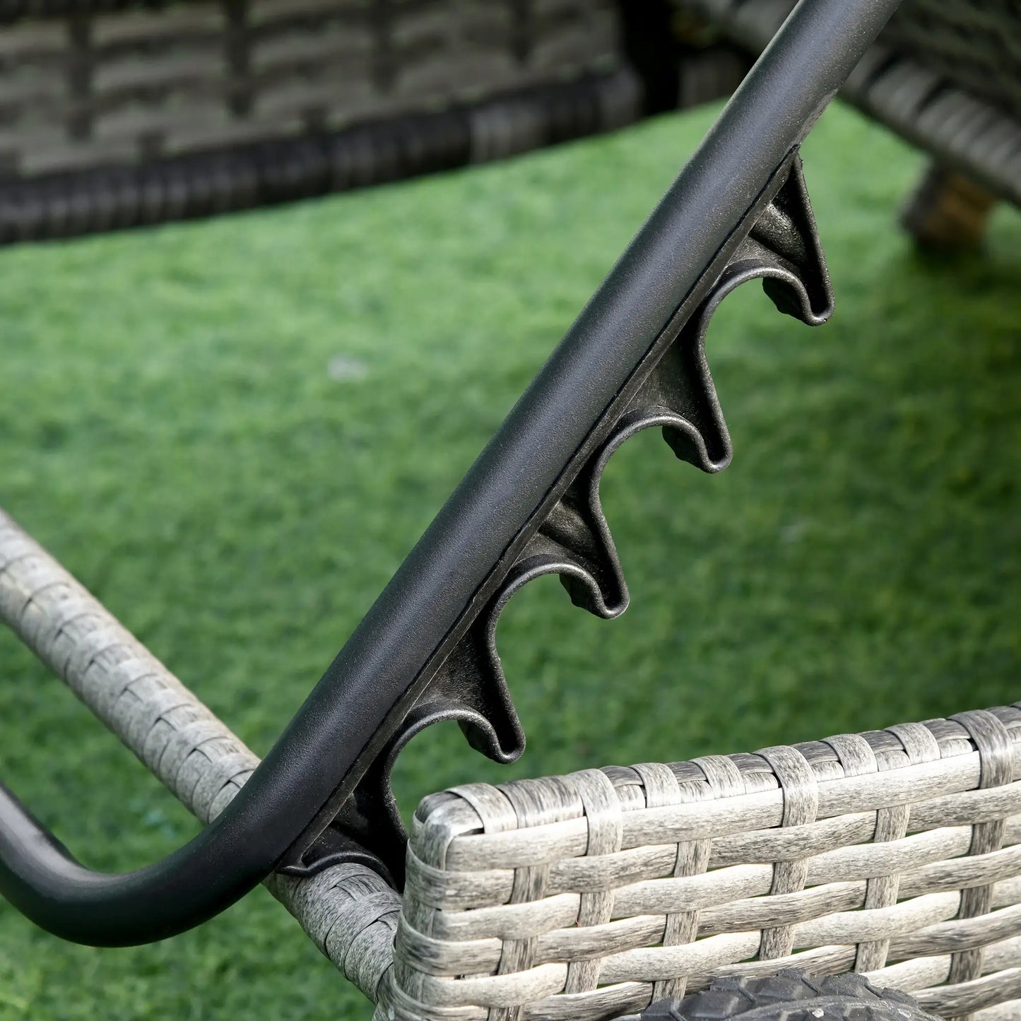 Adjustable Wicker Chaise Lounge with Cushion, Wheels, Dark Blue Chaise Loungers at Gallery Canada