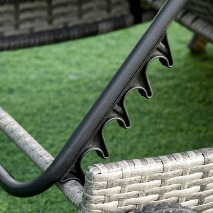 Adjustable Wicker Chaise Lounge with Cushion, Wheels, Dark Blue Chaise Loungers at Gallery Canada