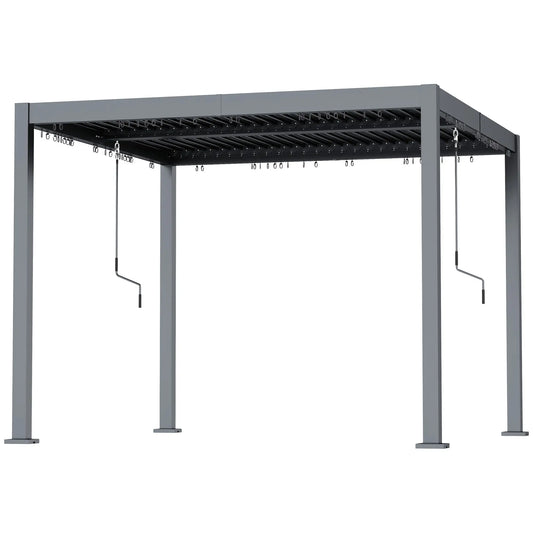 10' x 10' Adjustable Metal Roof Pergola, Aluminum Frame, Drainage System Pergolas Dark Grey at Gallery Canada