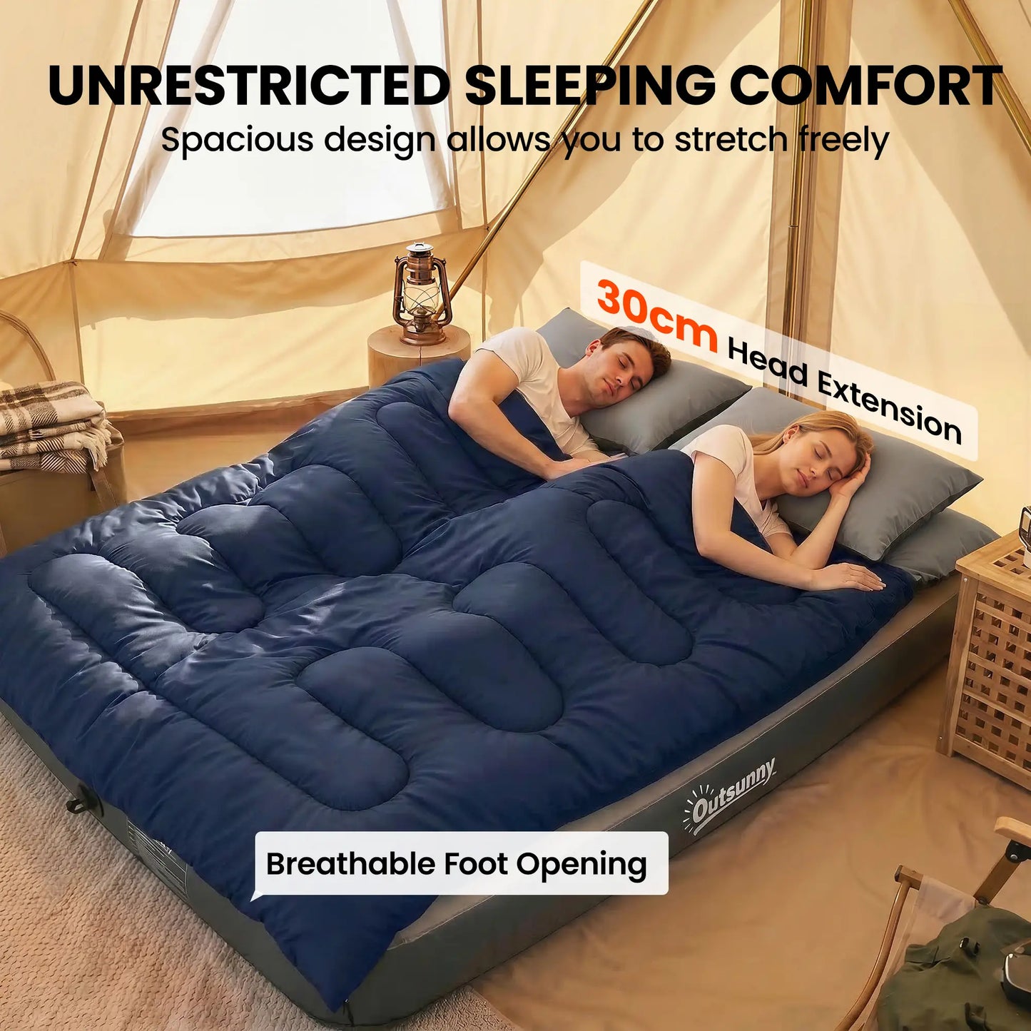 Queen Size Double Sleeping Bag For Adults, Cold Weather, Blue Camping Cots at Gallery Canada