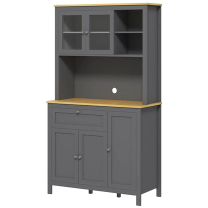 5-Door Kitchen Pantry Cabinet, Adjustable Shelves, 71 Inch Kitchen Pantry Cabinets Grey at Gallery Canada