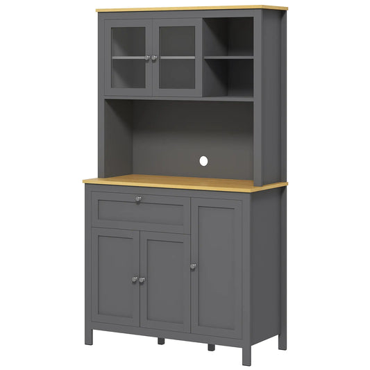 5-Door Kitchen Pantry Cabinet, Adjustable Shelves, 71 Inch Kitchen Pantry Cabinets Grey at Gallery Canada