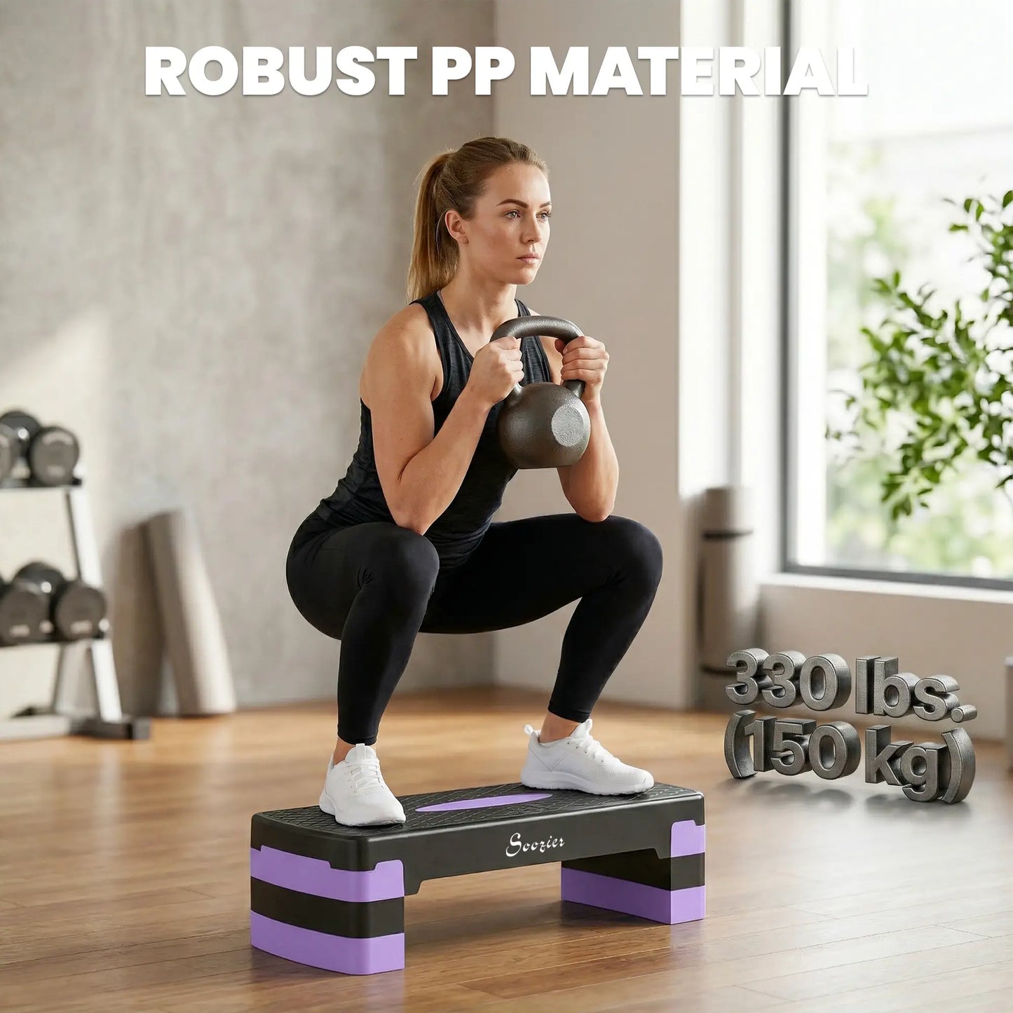 Aerobic Exercise Step Platform, 4"/6"/8" Adjustable Aerobic Stepper with Risers, Workout Stepper for Home Gym, Purple Aerobic Equipment at Gallery Canada