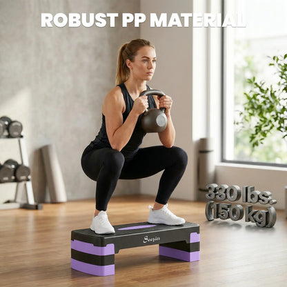 Aerobic Exercise Step Platform, 4"/6"/8" Adjustable Aerobic Stepper with Risers, Workout Stepper for Home Gym, Purple Aerobic Equipment at Gallery Canada