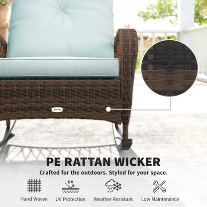 Wicker Rattan Rocking Chair, With Thick Cushions, Light Green Outdoor Rocking Chairs at Gallery Canada