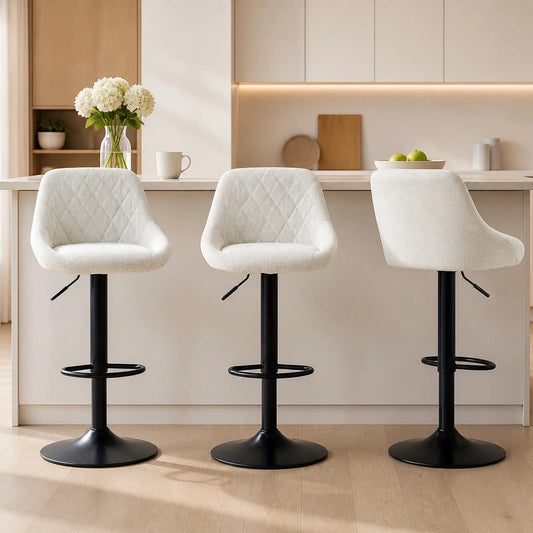 Swivel Counter Height Bar Stools Set Of 3, Off-White Bar Stools Cream White, Black at Gallery Canada
