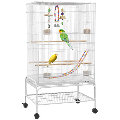 43" Bird Cage With Rolling Stand, Toys, For Budgies Canaries, White Bird Cages at Gallery Canada