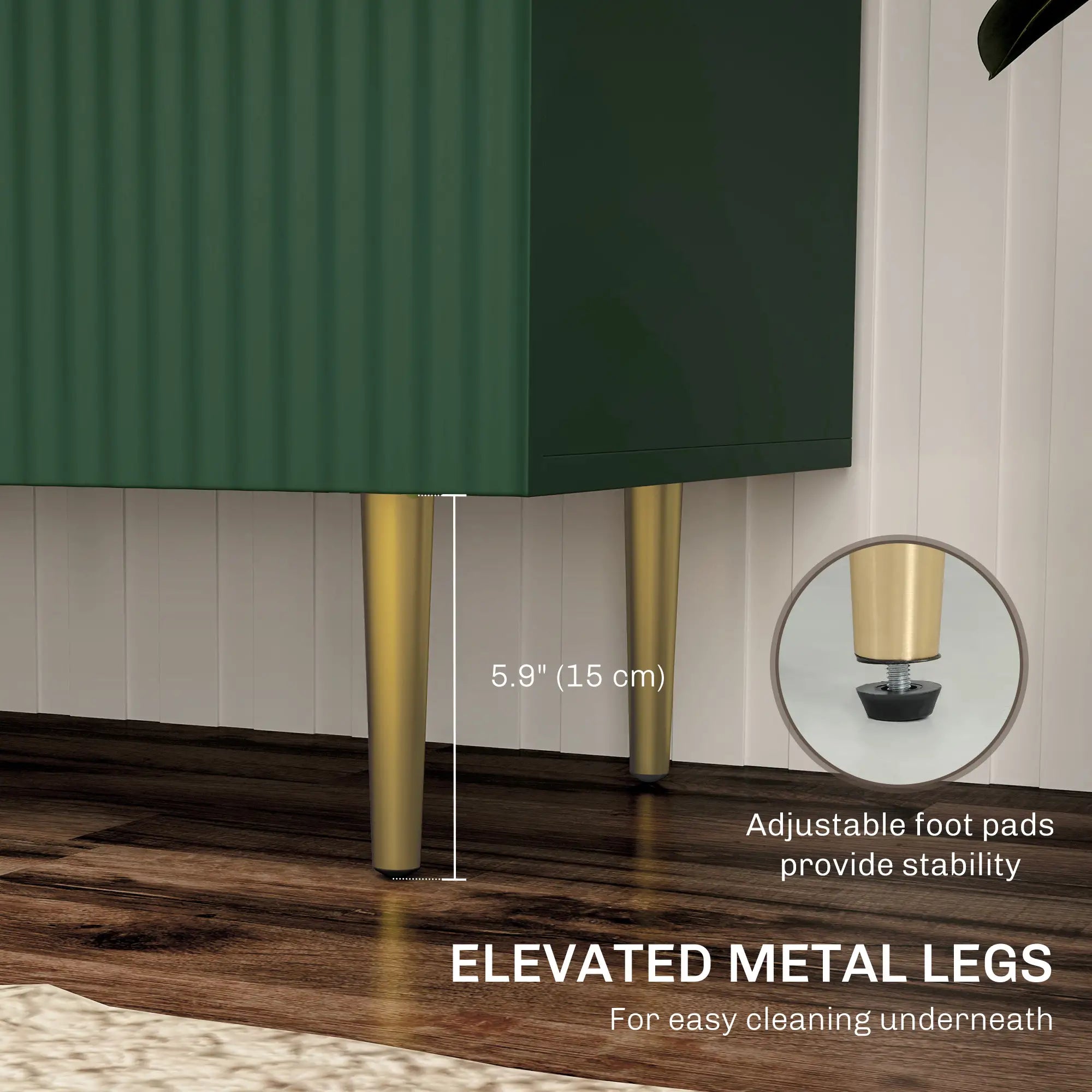 Modern Kitchen Cabinet, Adjustable Shelves, Metal Legs, Green Bar Cabinets at Gallery Canada