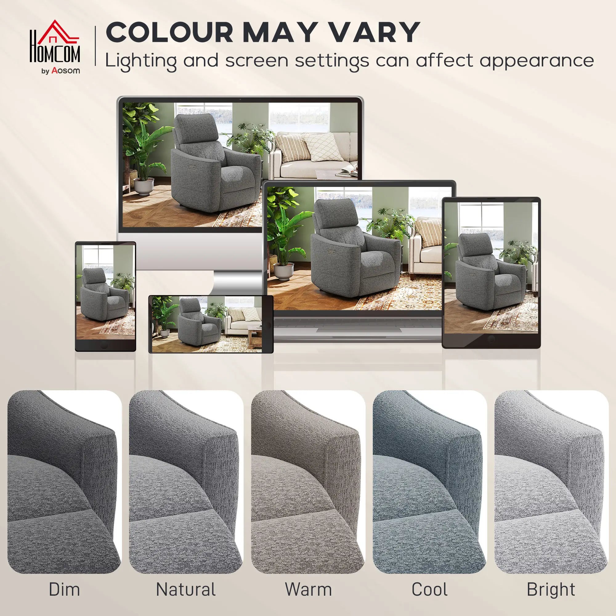 Power Recliner Chair, Linen-Look Fabric, USB Ports, Footrest, Dark Grey Sofas & Reclining Chairs at Gallery Canada