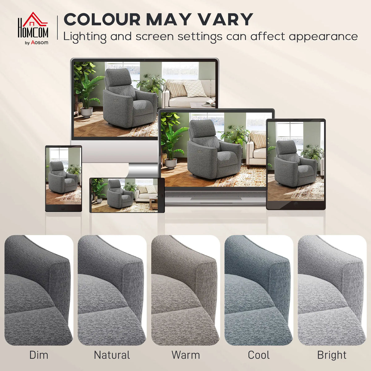 Power Recliner Chair, Linen-Look Fabric, USB Ports, Footrest, Dark Grey Sofas & Reclining Chairs at Gallery Canada