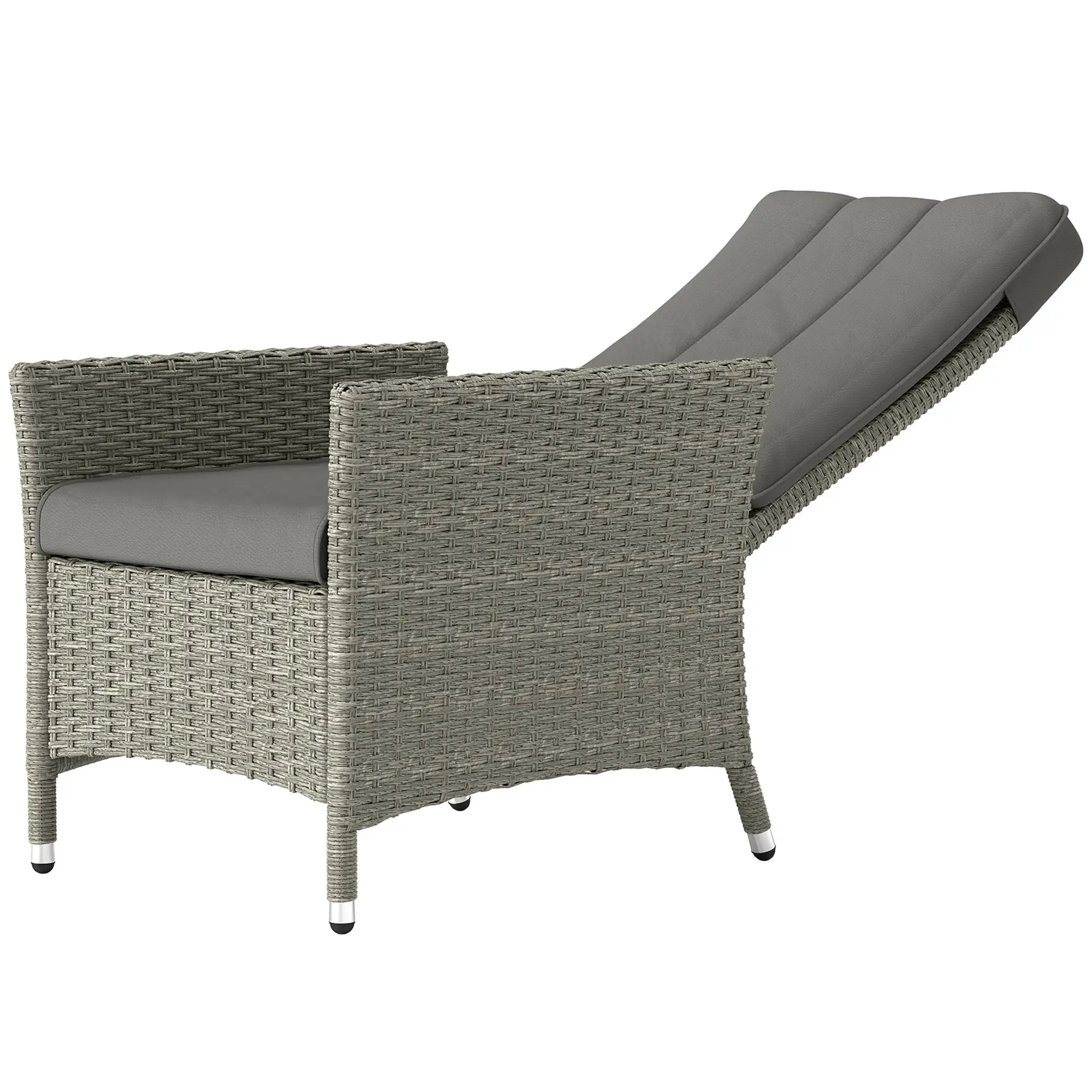 Wicker Outdoor Recliner Chair, Adjustable Backrest With Cushion, Grey Wicker Chaise Loungers Grey at Gallery Canada