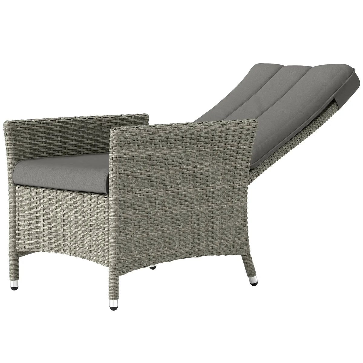 Wicker Outdoor Recliner Chair, Adjustable Backrest With Cushion, Grey Wicker Chaise Loungers Grey at Gallery Canada