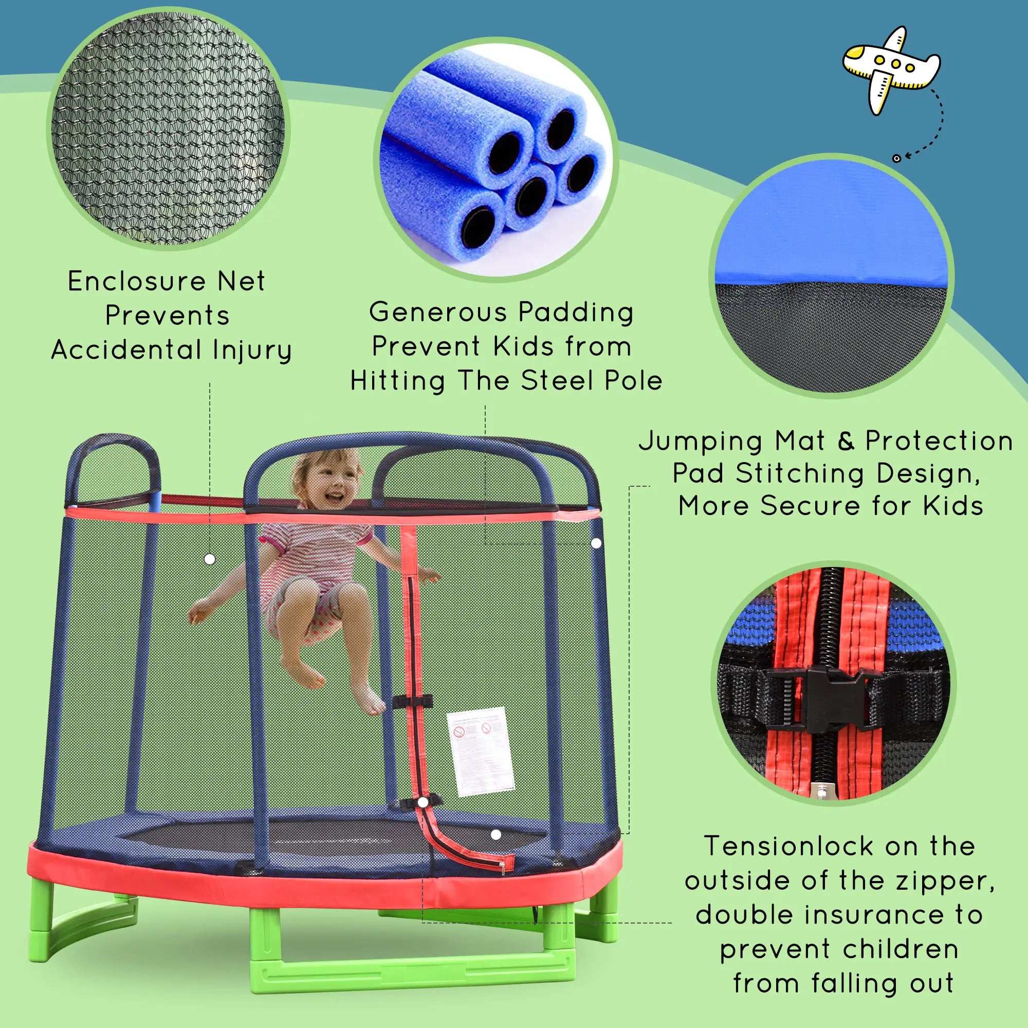 84.75 Inch Kids Trampoline with Safety Net, Red Trampolines at Gallery Canada
