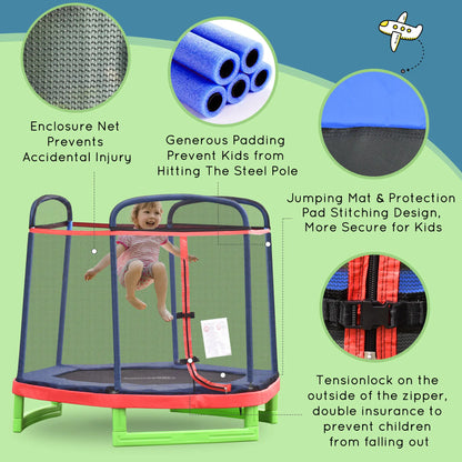 84.75 Inch Kids Trampoline with Safety Net, Red Trampolines at Gallery Canada