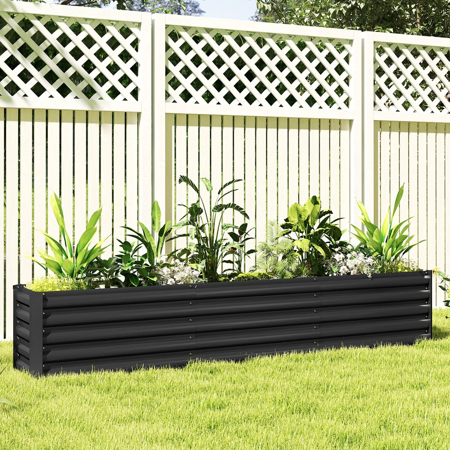 8 x 1.3 x 1.5ft Galvanized Raised Garden Bed, Outdoor Planter Box, Dark Grey Raised Garden Beds at Gallery Canada