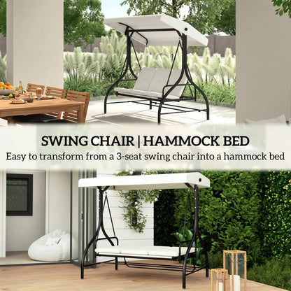 Convertible Patio Swing Bed with Canopy, 3 Seater, White Porch Swings with Canopy at Gallery Canada