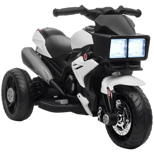 Kids Electric Motorcycle Ride-On Toy, 6V Battery Powered, White