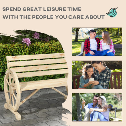 42" Wood Wagon Wheel Bench, Rustic Loveseat, Natural Wood Outdoor Benches at Gallery Canada