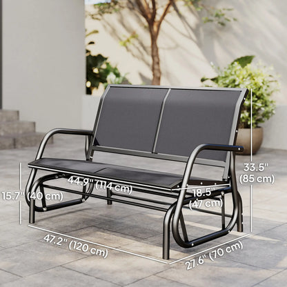 Double Glider Steel Sling Fabric Swing Chair, Heavy-Duty, Grey Outdoor Gliders at Gallery Canada
