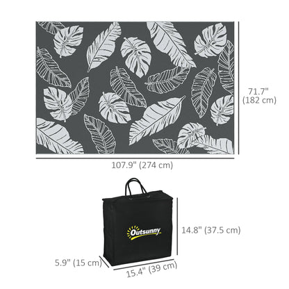 Reversible Outdoor RV Rug, Patio Mat, 6' x 9', Grey and White Garden Decor at Gallery Canada