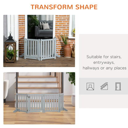 23.5"H Foldable Dog Gate with Door, 4 Panels, Grey Houses, Kennels & Pens at Gallery Canada