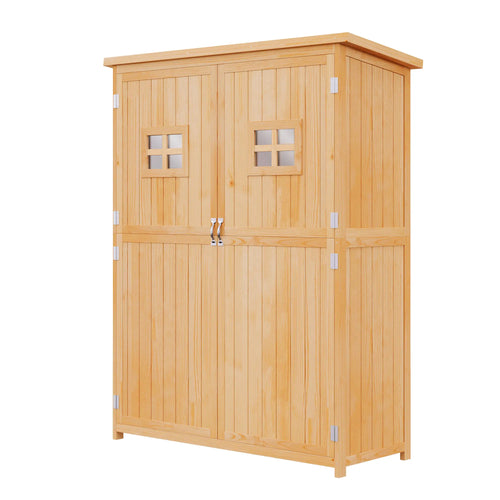 4x1.5ft Wooden Garden Storage Shed, Outdoor Tool Cabinet, Double Door