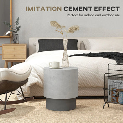 Lightweight Round Accent Table, Concrete Finish, 4 Adjustable Feet, Indoor Outdoor Side Tables at Gallery Canada