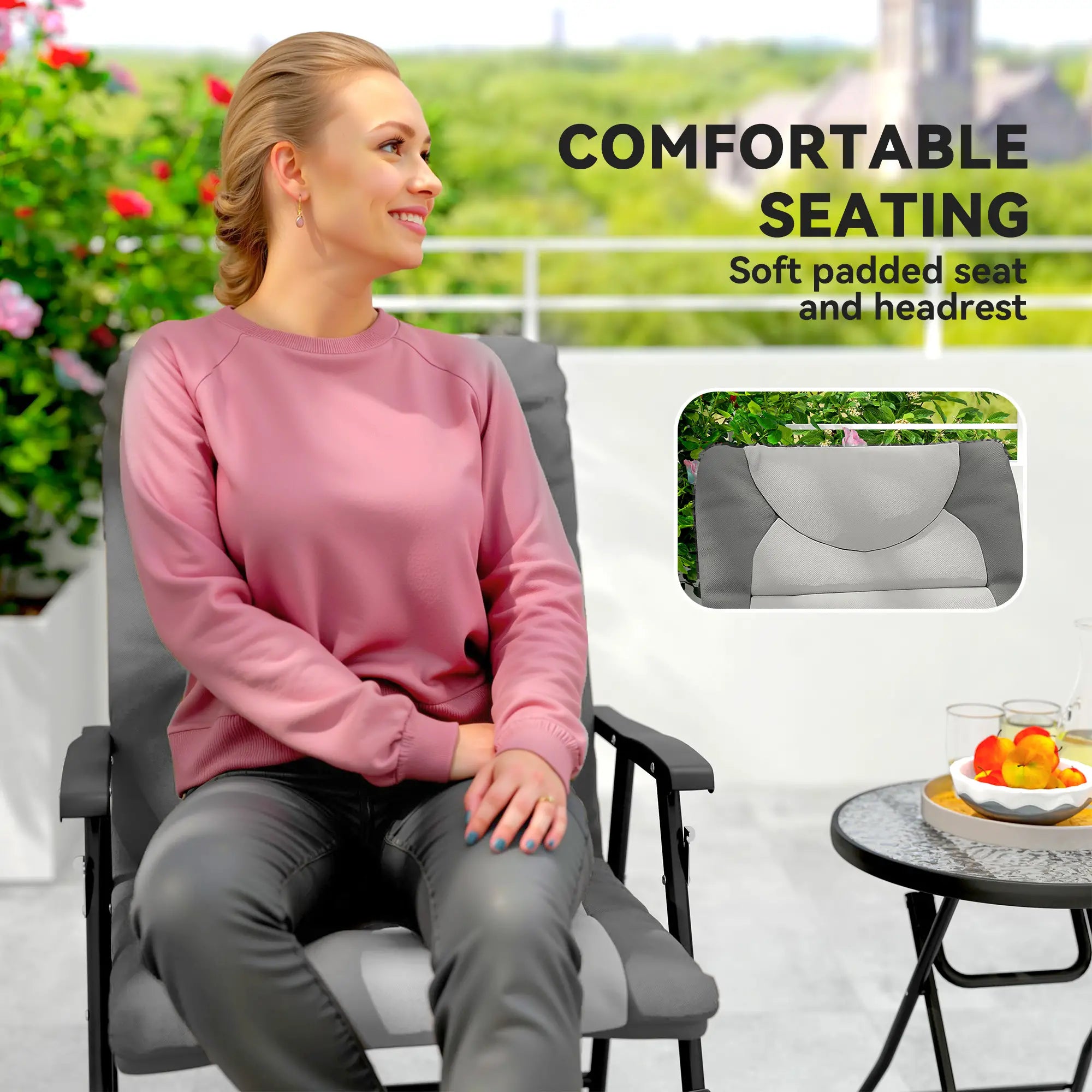 3-Piece Foldable Rocking Chair Set, Light Grey Outdoor Rocking Chairs at Gallery Canada