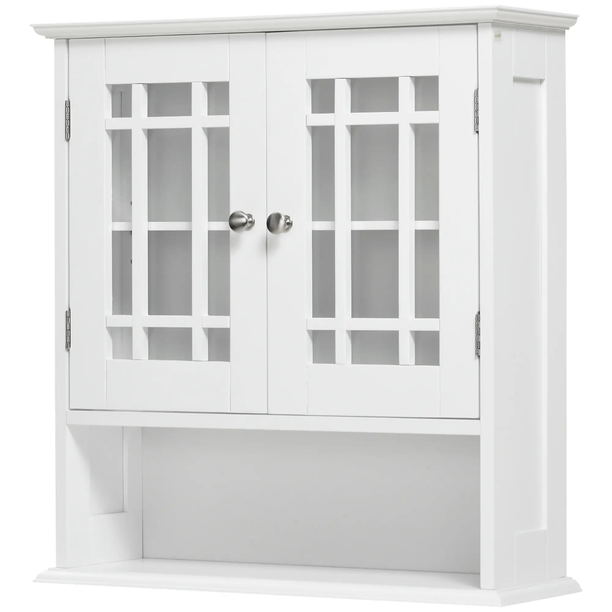 Modern Wall Mount Bathroom Cabinet, Storage Organizer with 2 Door Cabinet and Open Shelf, White Wall Mounted Cabinets at Gallery Canada