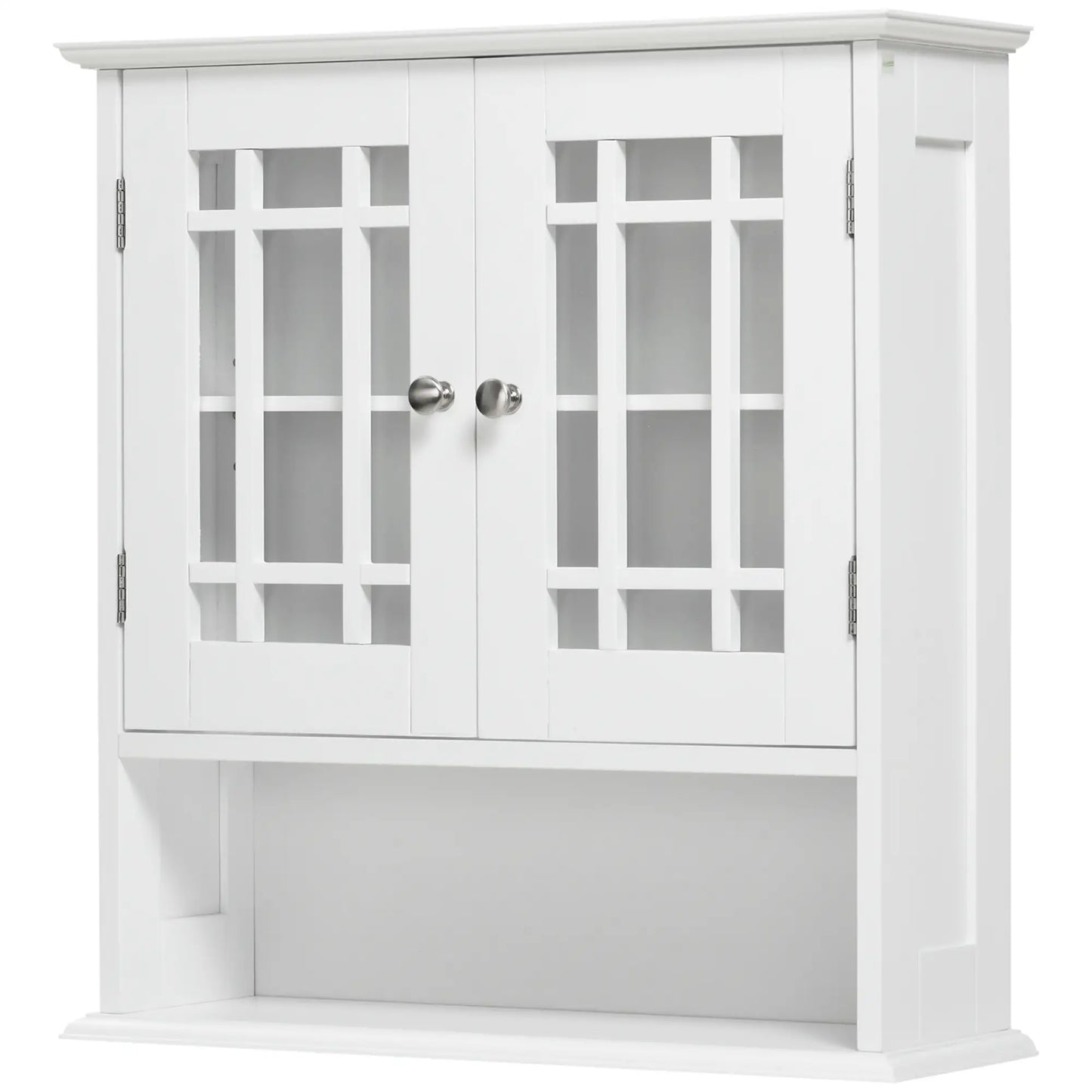 Modern Wall Mount Bathroom Cabinet, Storage Organizer with 2 Door Cabinet and Open Shelf, White Wall Mounted Cabinets at Gallery Canada