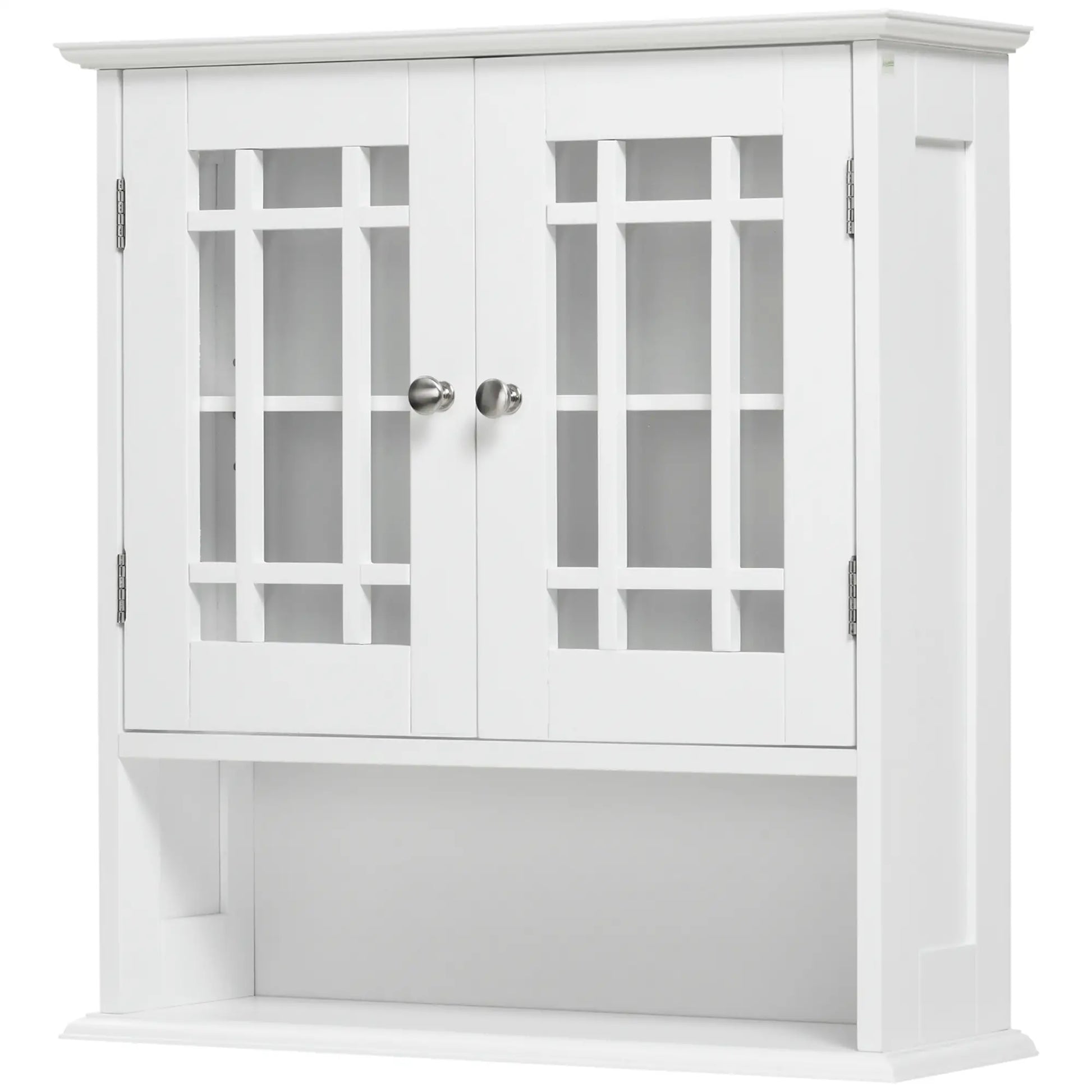 Modern Wall Mount Bathroom Cabinet, Storage Organizer with 2 Door Cabinet and Open Shelf, White Wall Mounted Cabinets at Gallery Canada
