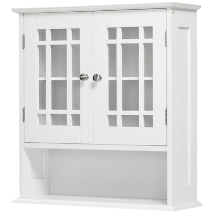 Modern Wall Mount Bathroom Cabinet, Storage Organizer with 2 Door Cabinet and Open Shelf, White Wall Mounted Cabinets at Gallery Canada