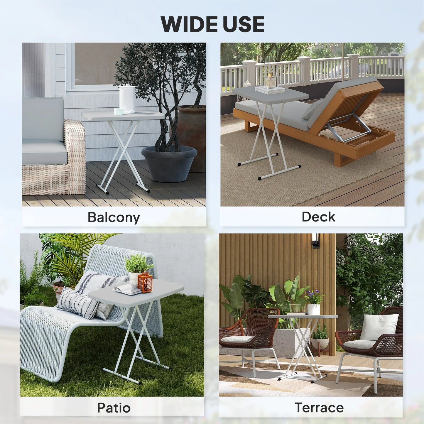 Portable Patio Side Table, Height Adjustable, Folding, Dark Grey Patio Side Tables at Gallery Canada
