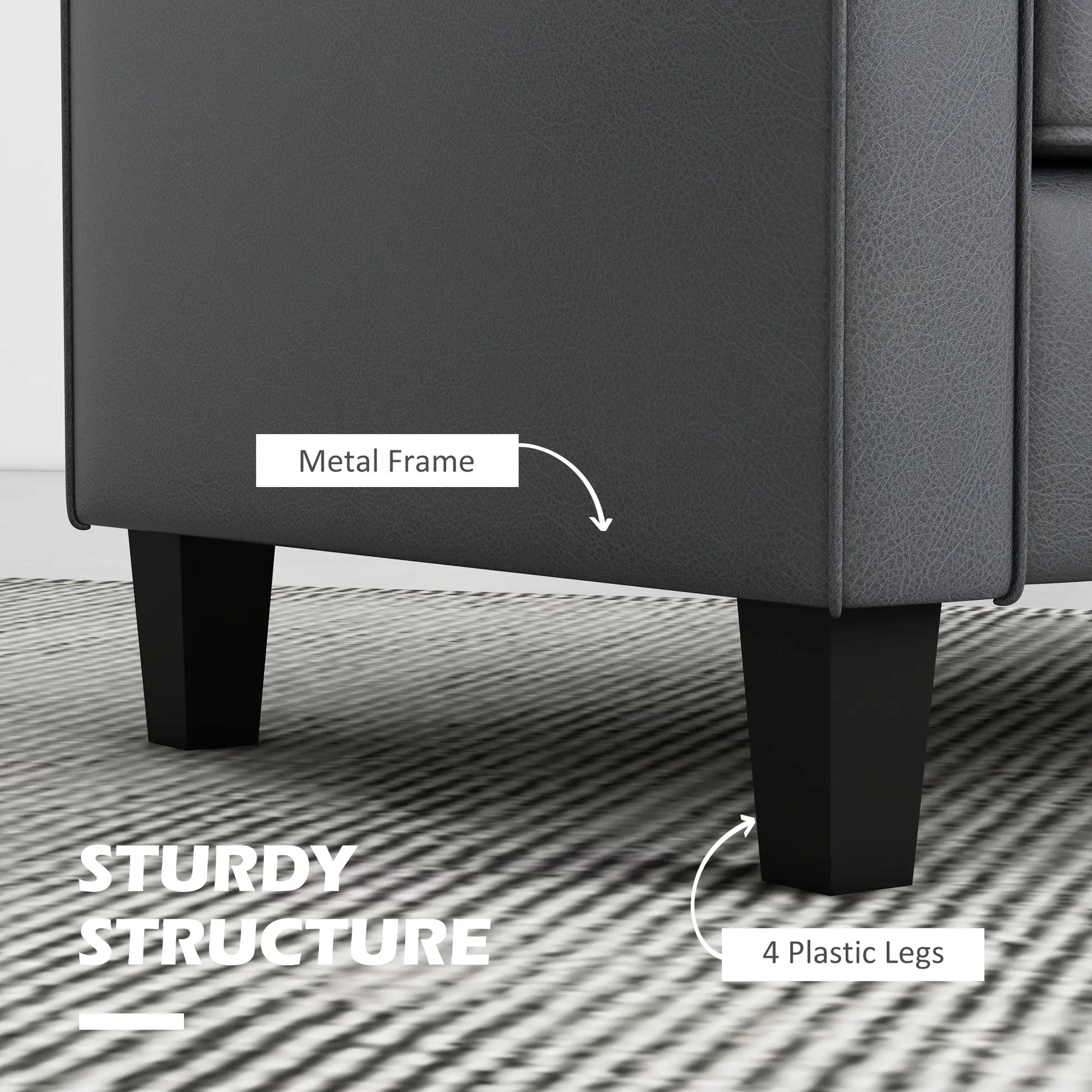 51" PU Leather Loveseat, Upholstered Sofa, Tufted Backrest, Grey 2-Seater Sofas at Gallery Canada