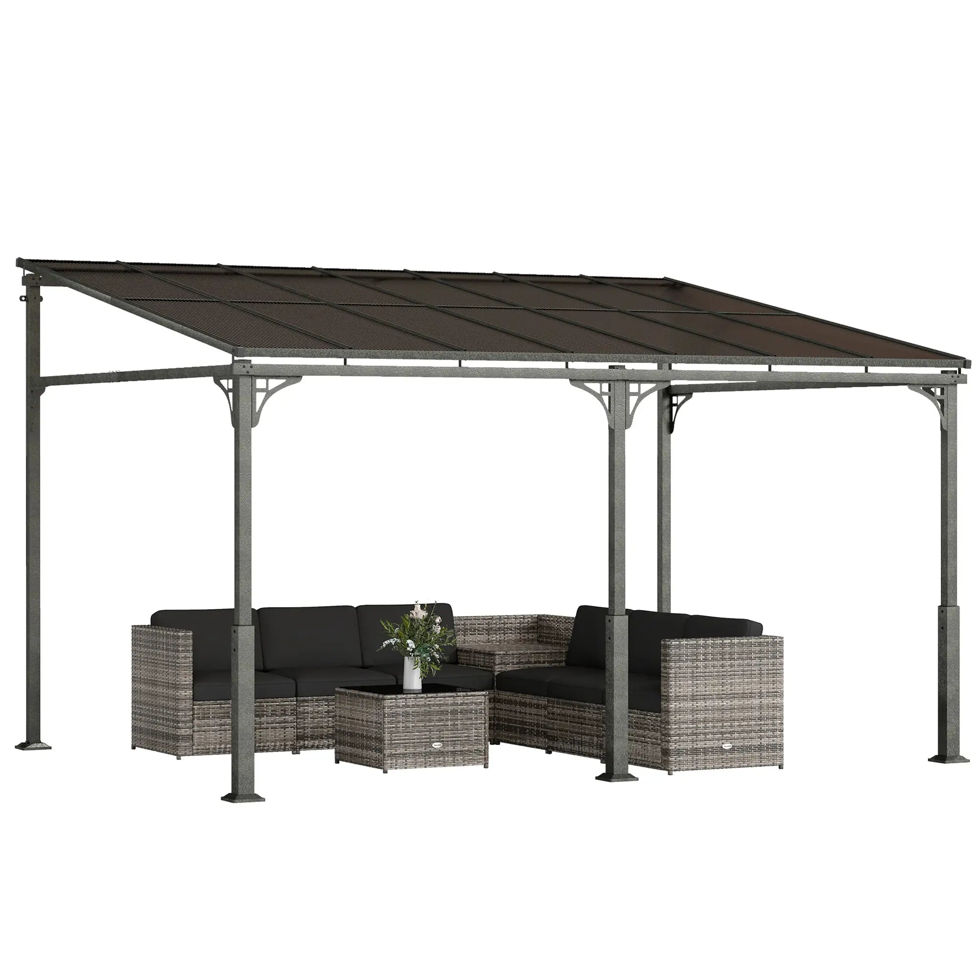 13' x 10' Lean-To Gazebo, Hardtop Wall Mounted Outdoor Pergola Pergolas at Gallery Canada