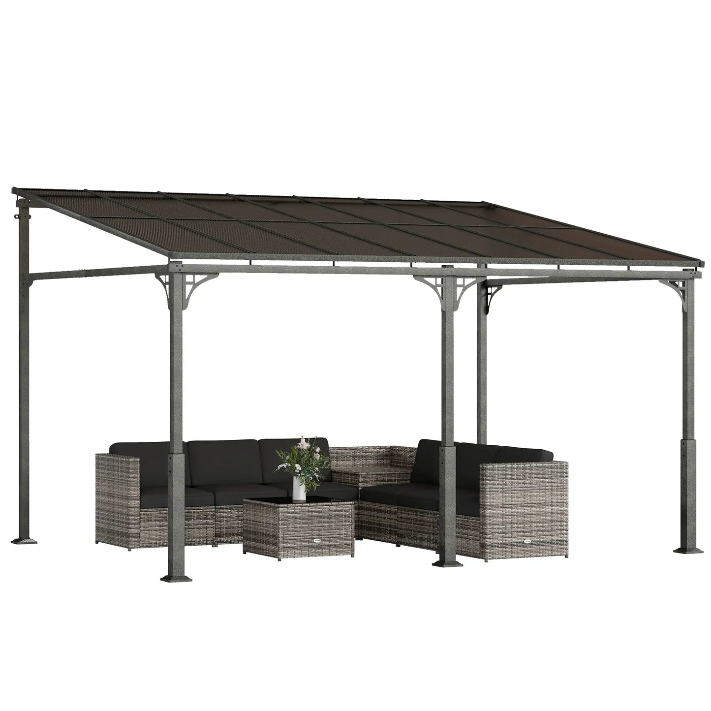 13' x 10' Lean-To Gazebo, Hardtop Wall Mounted Outdoor Pergola Pergolas at Gallery Canada