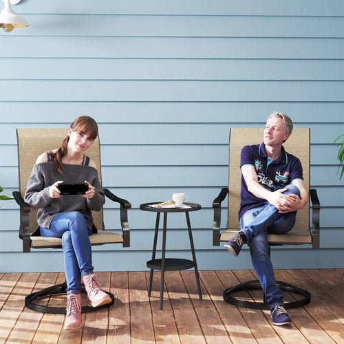 Outdoor Swivel Dining Chairs, Set of 2, High Back, All Weather Mesh, Brown