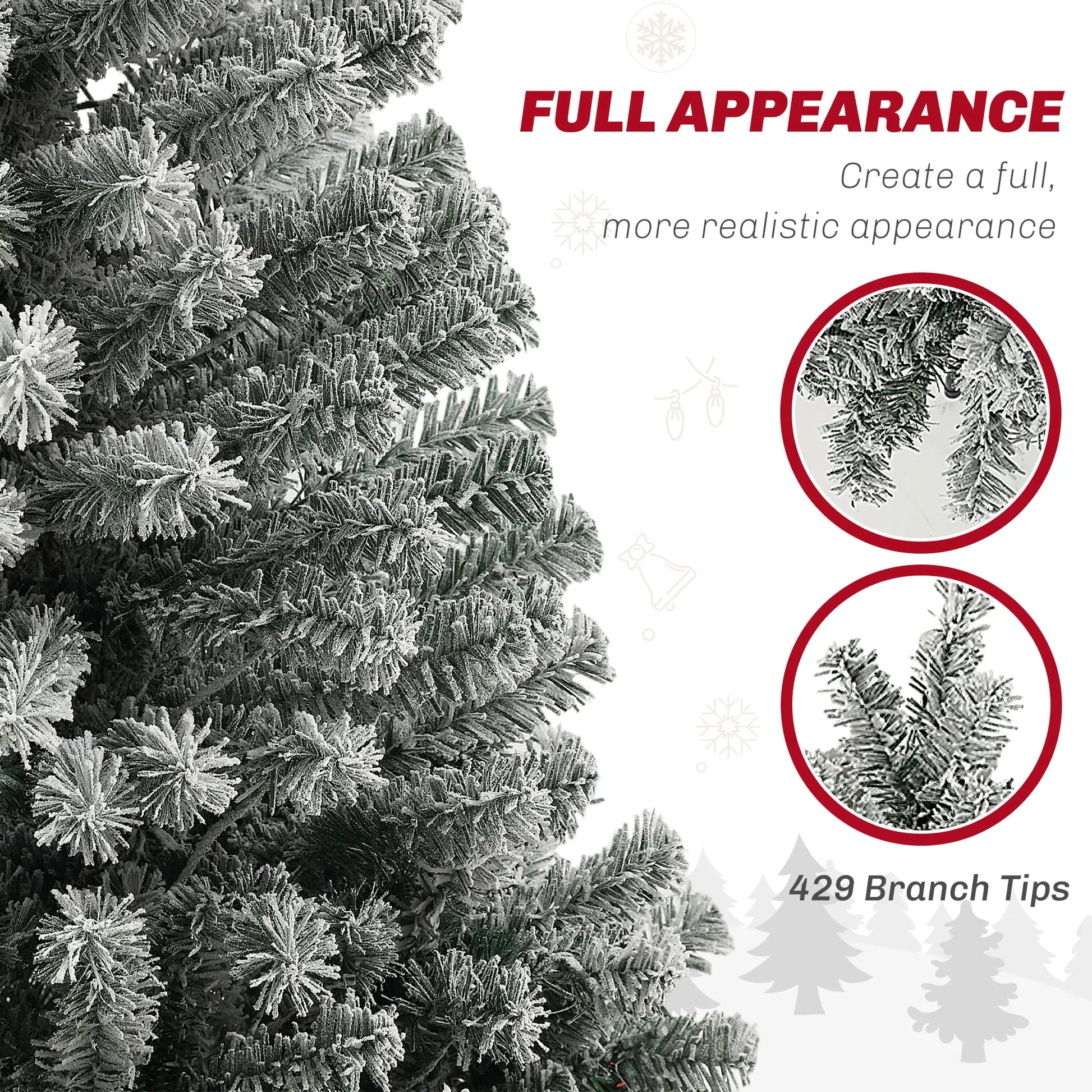 9ft Prelit Pencil Christmas Tree, Flocked, 895 Tips, Dual Color LEDs Pre Lit Christmas Trees at Gallery Canada