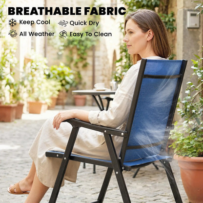 Folding Patio Chairs Set Of 2, High Back Outdoor Dining Chairs, Blue Patio Chairs at Gallery Canada