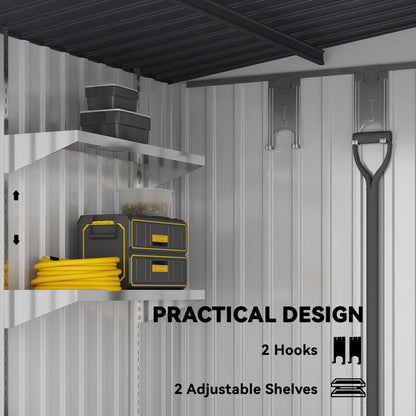 5'x7' Lean to Metal Shed, Sliding Door, 2 Vents, White