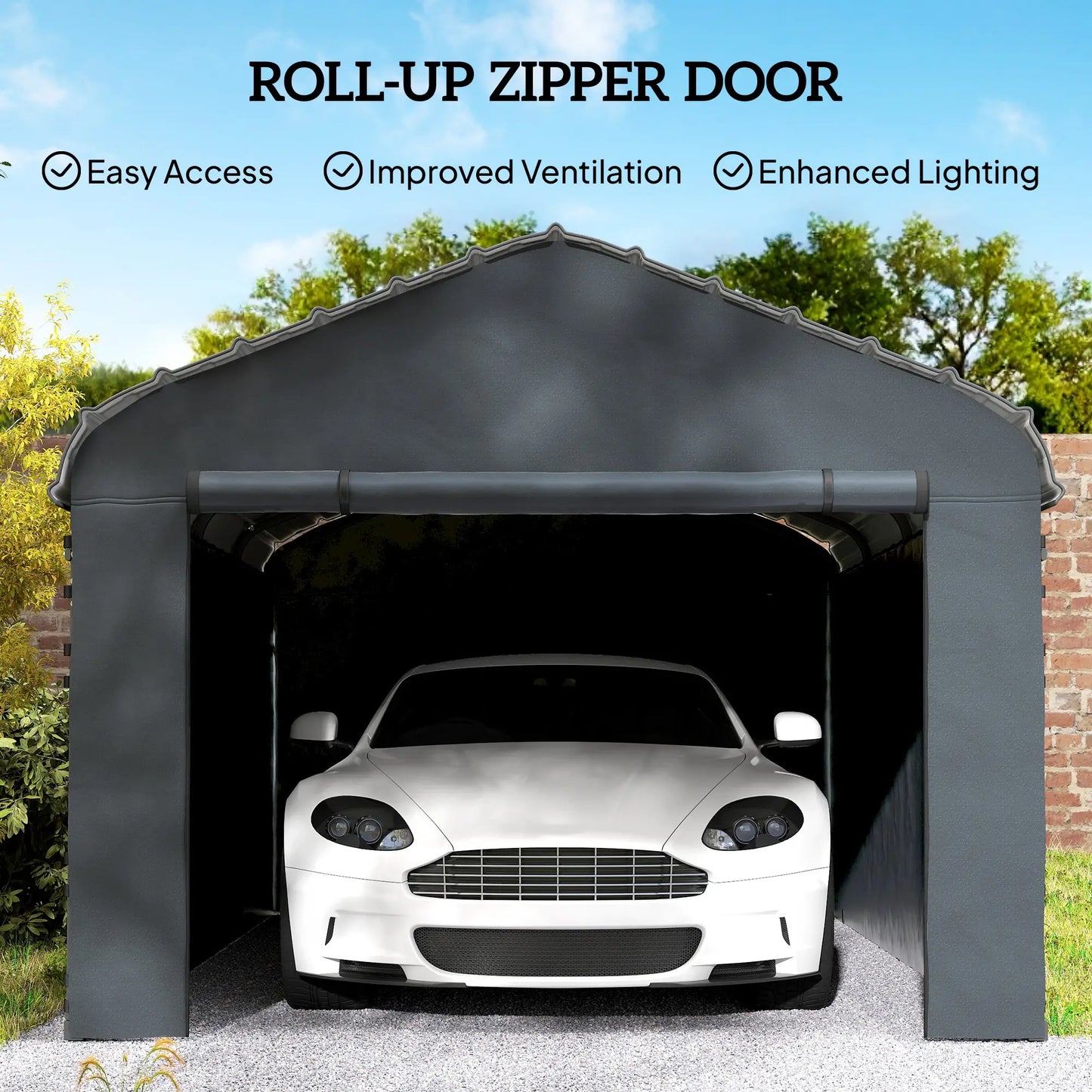 Replacement Canopy Cover, 10' x 15', Waterproof Carport Shelter, Dark Grey Car Shelters at Gallery Canada