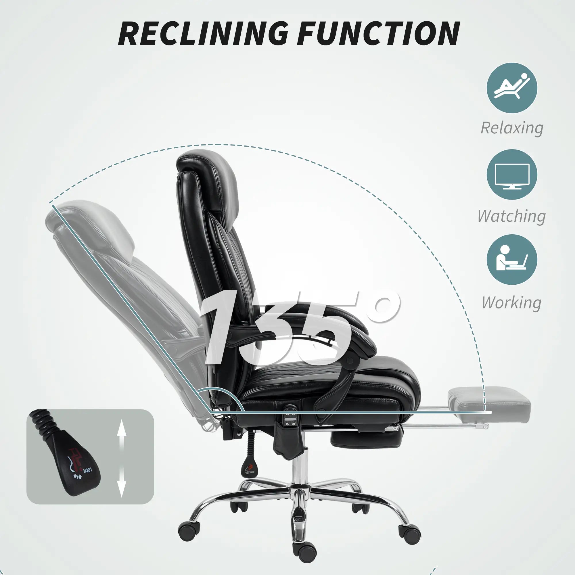 6 Point Massage Office Chair with Remote, Ergonomic Reclining Computer Desk Chair with Footrest, Side Pocket, Black Massage Chairs at Gallery Canada