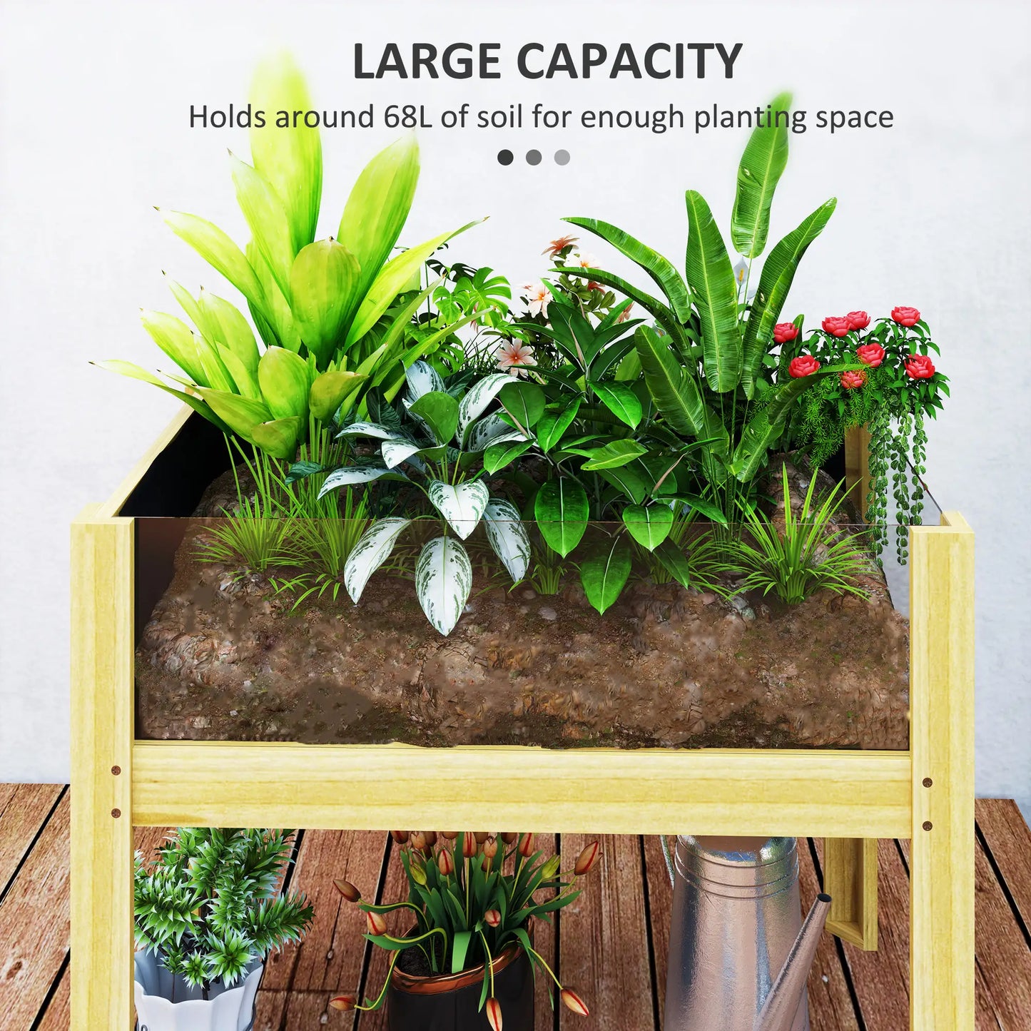 Wooden Raised Garden Bed, Acrylic Panels, Drainage Holes, 29.5" x 18.1" x 23.8" Raised Garden Beds at Gallery Canada