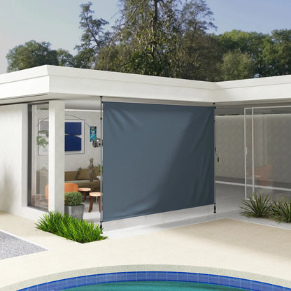 11.5' x 10' Manual Retractable Patio Awning, UPF30+ Water-Resistant, Dark Grey Patio Awnings at Gallery Canada