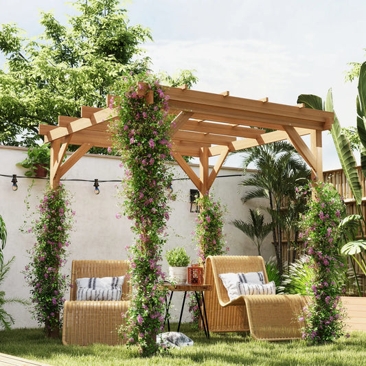 6.6' x 6.6' Wood Pergola, Outdoor Gazebo Grape Trellis, Dark Brown Pergolas Dark Brown at Gallery Canada