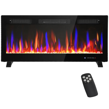 42 Inch Electric Fireplace, Freestanding, Wall Mounted, Eco Mode, Remote, 1500W Electric Fireplaces Black at Gallery Canada
