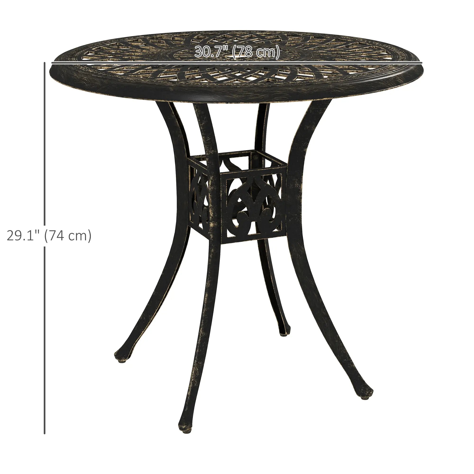 30-Inch Round Patio Dining Table, Cast Aluminum Outdoor Bistro Table, Brown Patio Dining Tables at Gallery Canada